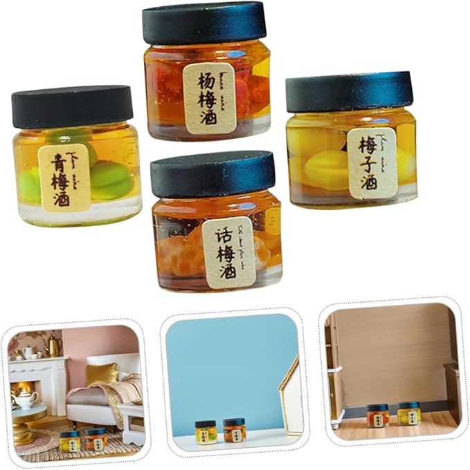 TOYANDONA 4pcs Miniature Dollhouse Beverage Bottles Lightweight Pretend Play Food Model Accessories for Party Holiday Decor