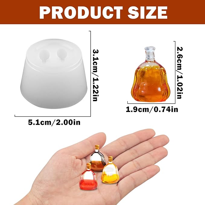 Mini Wine Bottle Resin Silicone Molds 3D Simulation Miniature Wine Bottle Epoxy Casting Molds for DIY Micro Resin Dollhouse Fairy Garden Kitchen Display Decor