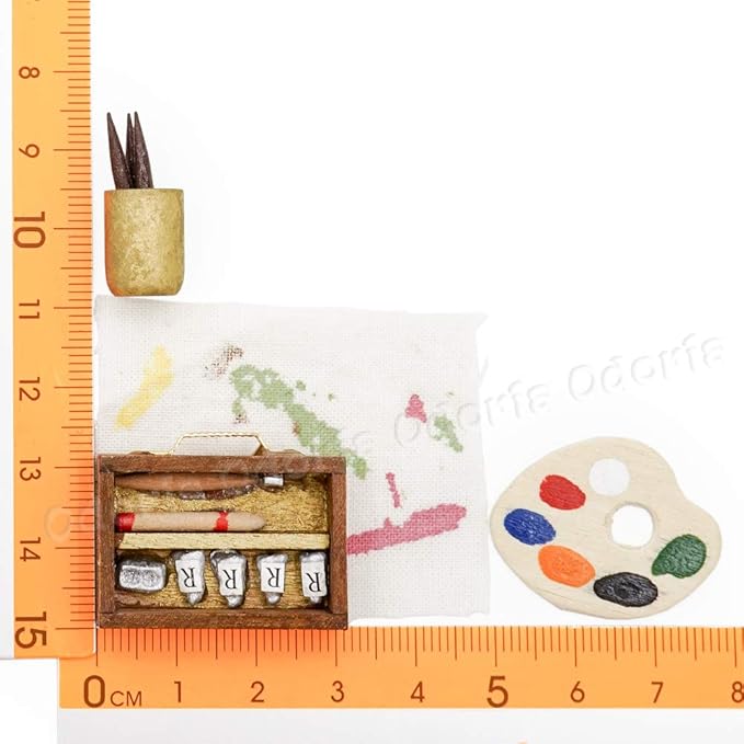Odoria 1/12 Miniature Set of Paint Easel Dollhouse Decoration Accessories
