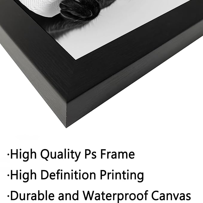 VPUQWGKE Bathroom Black Cat Wall Art Cute Black Cat Holding Toilet Paper Picture Wall Decor Funny Animal Painting Artwork Black and White Print for Bathroom Toilet Home Decoration 12x16in Black Frame