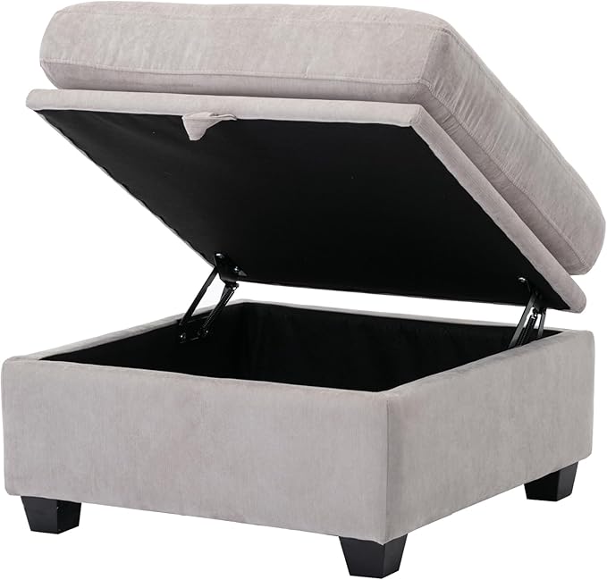 asunflower Ottoman with Storage for Couch 25.2" Square Storage Ottoman Foot Rest for Living Room Large Ottomans for Dorm, Bedroom,Office with Deep Seating(Light Gray)