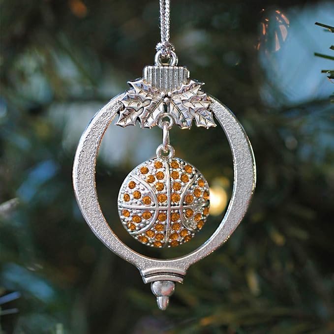 Inspired Silver - Basketball - Silver Christmas Ornament - Unique Charm Christmas Tree Ornament - Holiday Hanging Decoration