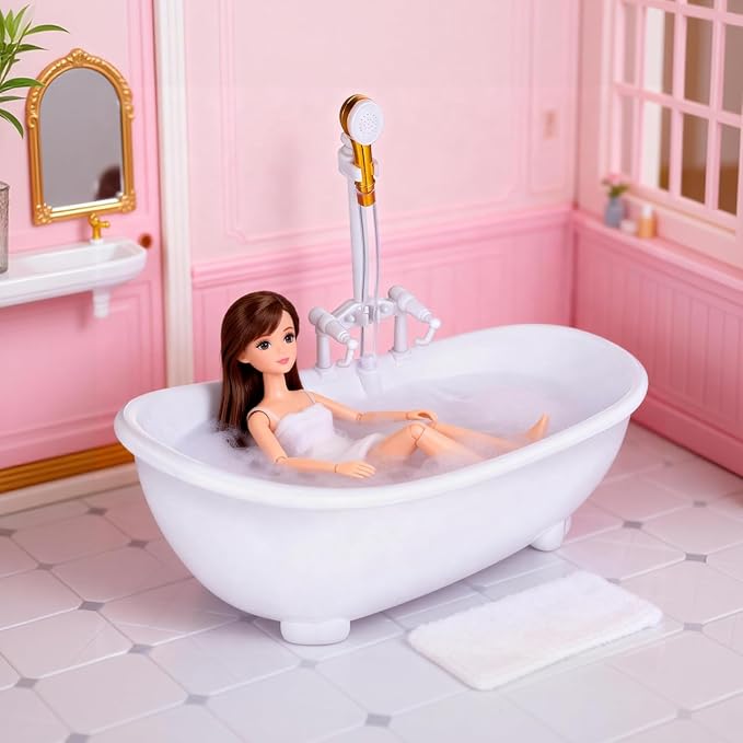 Doll Bathing Tub, Electric Water Spraying Bathtub Swimming Pool with Sprayer for Doll Bathtub with Light and Sound