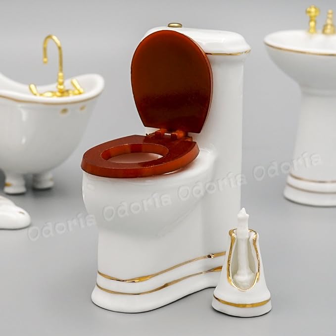 Odoria 1/12 Miniature Bathtub Bathroom Set Dollhouse Decoration Accessories