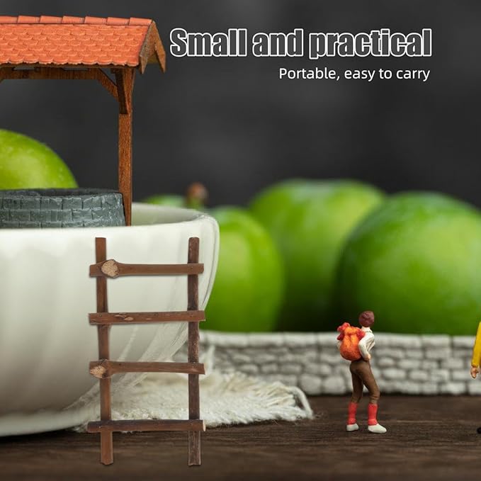 VOSAREA 2Pcs Small Decorative Micro Landscape Ladders Miniature Dollhouse Accessories for Fairy Garden Crafts 7.87 Inch Rattan Ladder Props