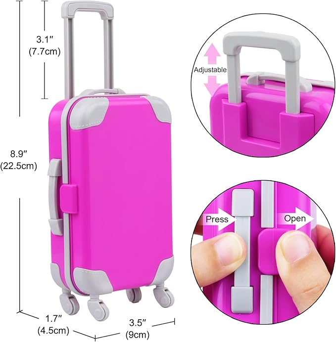 ZITA ELEMENT 24 Pcs 18 Inch Girl Doll Accessories Suitcase Luggage Travel Set Including 18 Inch Doll Clothes Luggage Pillow Blindfold Sunglasses Camera Computer Cell Phone Ipad and Other Stuff