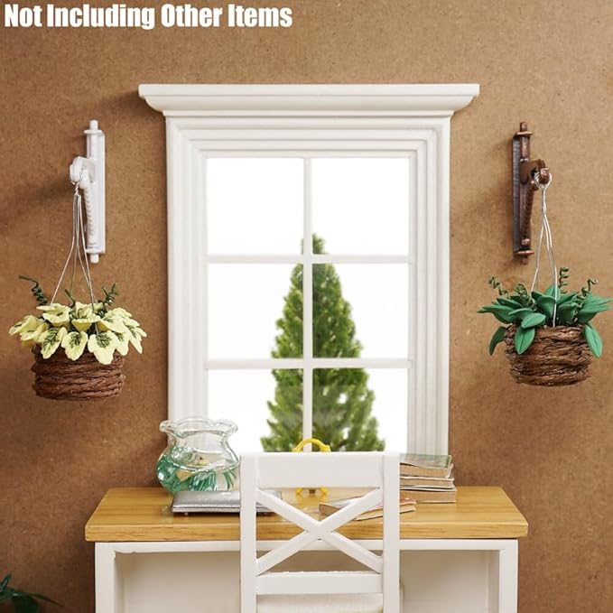 Odoria 1/12 Miniature Hanging Plants Mini Tiny Potted Plant Miniatures Dollhouse Decoration Accessories Doll House Accessory, 2Pcs