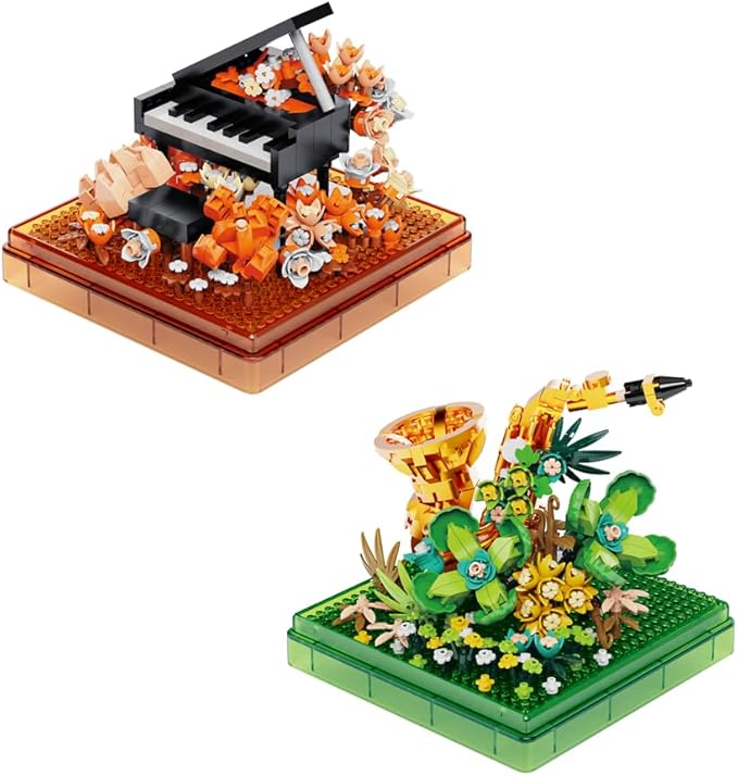 Kadablk Musical Instruments Micro Blocks Building Sets,Classical Famous Building Block Set,1500 PCS for Adults and Kids,Piano and Saxophone with Clear Plastic Cover