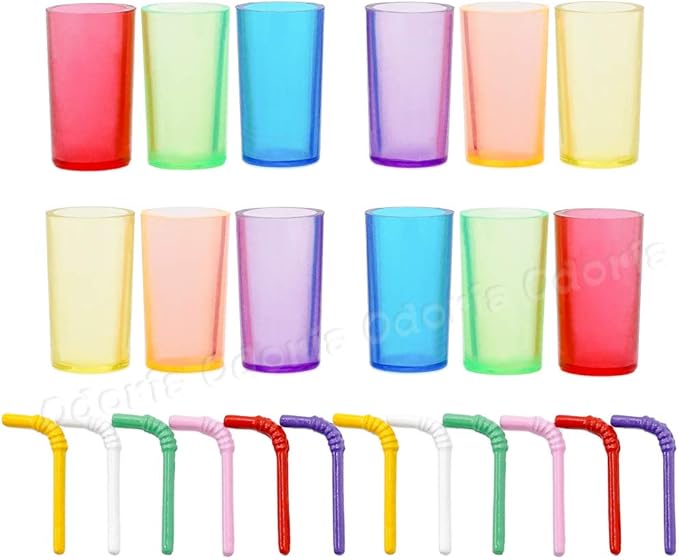 Odoria 1/12 Miniature Glasses and Straws 12Pcs Dollhouse Decoration Accessories