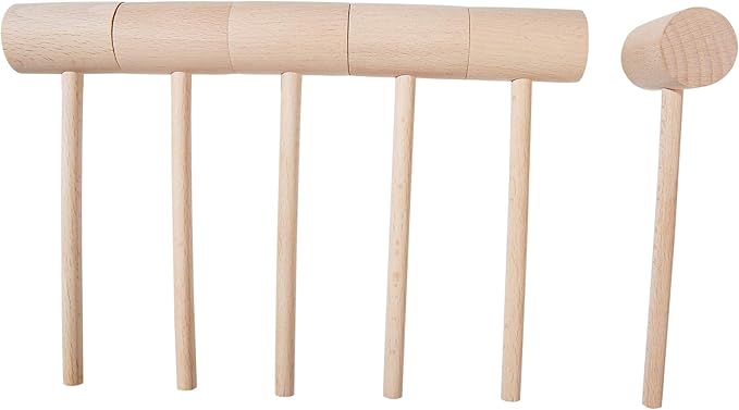 6Pcs Wooden Hammers, Natural Hardwood Crab Lobster Seafood Mallets