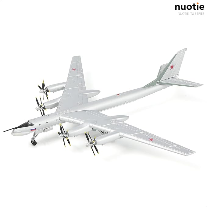 1/200 Tupolev TU-95 Bear Bomber Aircraft Model Metal Aircraft Model Kit Military Bomber Airplane Model with Stand for Adult Military Enthusiast Collection Display or Gift