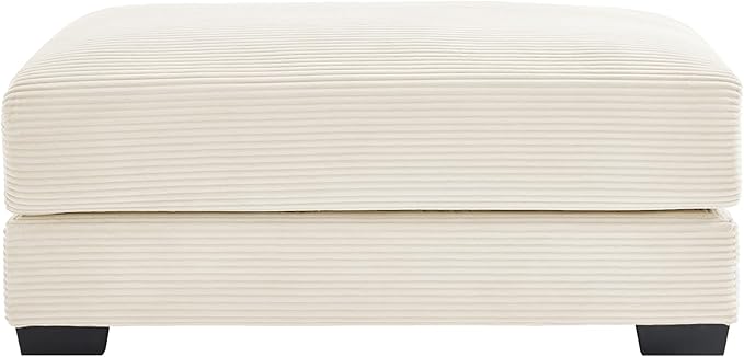 mikibama Corduroy Upholstered Ottoman Bench for Living Room,46" x 33" Sofa Ottomans,Modern Sofa Stool,Serves as Extra Seating Bench in Bedroom,Entryway (Cream White, Ottoman)