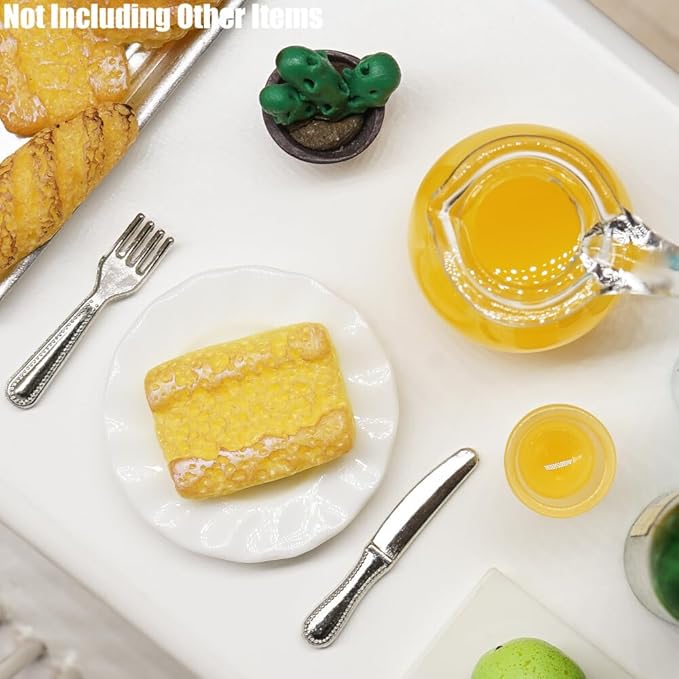 Odoria 1/12 Miniature Orange Juice Pitcher and Bread 6Pcs Miniatures Dollhouse Decoration Accessories Doll House Accessory