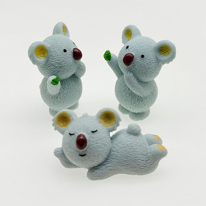 Cayway 12 PCS Miniature Koala Bear, Mini Koala Decor Fairy Garden Animals for Plant Pots Bonsai Craft, Micro Landscaping Decoration