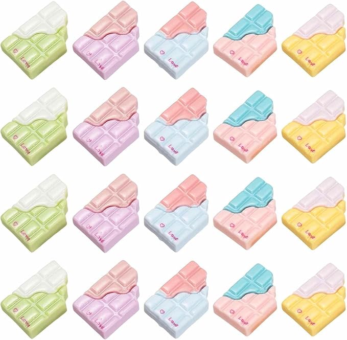 Dollhouse Miniature Food, Cute Mixed Love Chocolate Figures Toys Mini Resin Foods Trinkets for Pretend Play Kitchen Cooking Game & Doll House Decor (Mixing Colors, 20pcs)