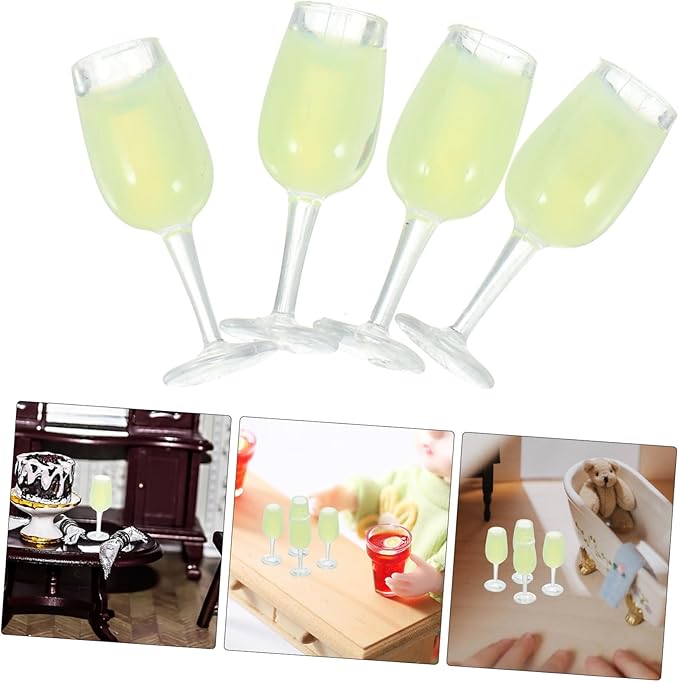 Housoutil 5sets Dollhouse Flutes Doll House Accessories Mini Wine Glasses Dollhouse Accessories Miniature Goblet Cups Bottles Mini Wine Cups Mini Cups Prop Miniature Cups Resin 4pcs*5