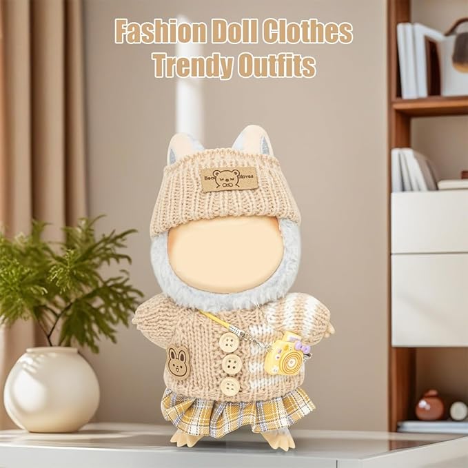 Clothes for Lububu 17cm Dolls(NO Doll) for Lububu Doll Outfits with Accessories Suit for Lububu Cute Stylish Dress Up Set Purple Dress