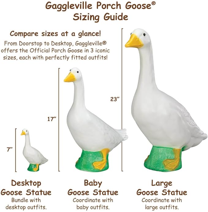 Fox Valley Traders Gaggleville 7" Desktop Goose Figurine with All Seasons Outfit Bundle – Includes 4 Adorable Seasonal Costumes for Spring, Summer, Fall & Winter – Fun Indoor Décor & Gift Idea
