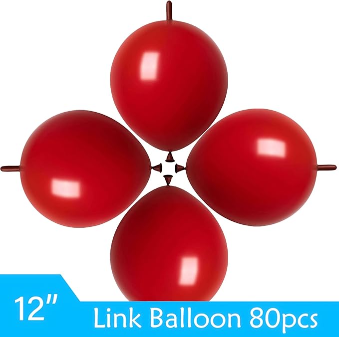 ADIDO EVA Link Balloons Dark Red 6 Inch Latex Quick Linkale Balloon 80 Pcs for Birthday, Halloween, Christmas, Party Festival Decorations