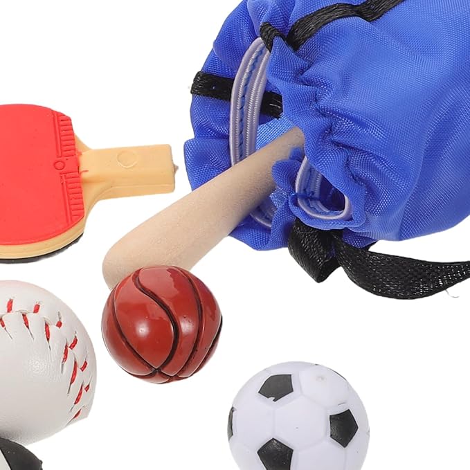 Toddmomy 1 Set Miniature Dollhouse Sports Equipment - Mini Basketball Soccer Table Tennis - Tiny Sports Set for Dolls - Dollhouse Photography Props
