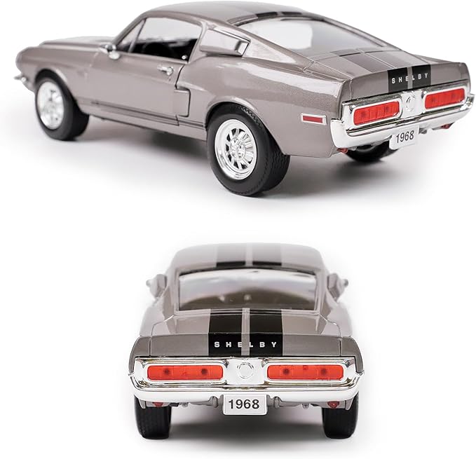 Shelby 1968 GT-500KR 1:18 Diecast Model Car - King of The Road, Opening Doors, Steering Linkage | Premium Gift Box, Man Cave Decor | Ages 14+,Gray