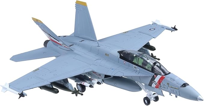 F-18 Super Hornet Die-cast Airplanes-1/100 Scale Bounty Hunter Fighter Attack Metal Aircraft Model for Collector, Aviation Enthusiast-Premium Collectiable with Display Stand
