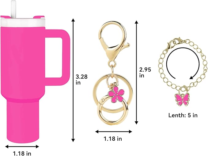 ERTUNA Mini Tumbler Keychain Accessories for Stanley Cup, 2 Way Cute Charms Chapstick Lip Balm Holder for Women Purse Handbag