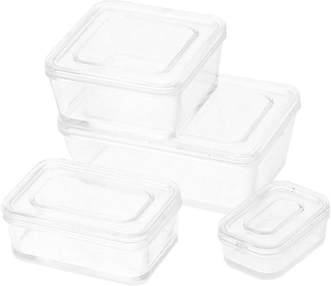 4pcs Dollhouse Food Storage Box 1/12 Scale Dollhouse Bento Box Plastic Kitchen Ornament for DIY Making Mini House Accessories Transparent