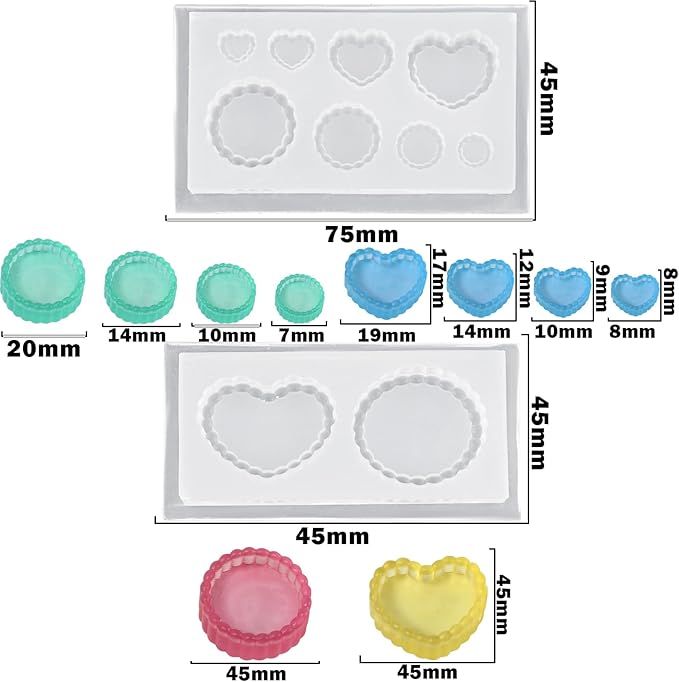 2Pcs Mini Thumb Cake Trays Shape Silicone Molds Tiny Things Epoxy Casting Molds for DIY Micro Resin Dollhouse Kitchen Miniatures Landscape Decor