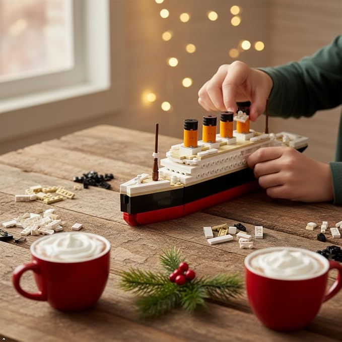 Brick Loot Titanic Building Set – 390-Piece Lego Compatible Ship Model Kit for Adults & Kids, DIY Mini Bricks 3D Puzzle STEM Toy, Collectible Display, Gift for Ship Lovers (Large)