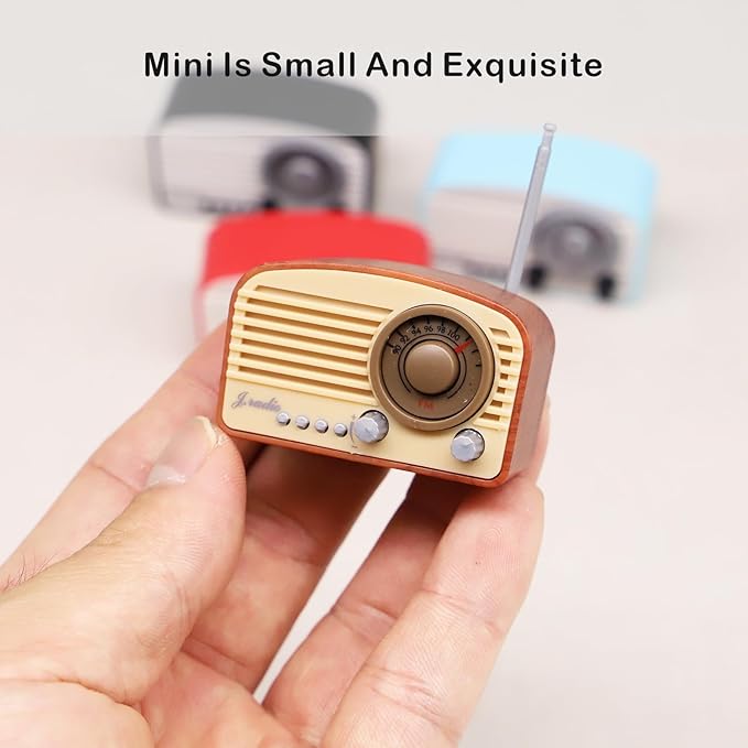 Dollhouse Miniature Radio Model, Mini Living Room Radio, Room Box Supply Radio with Antenna That can be Raised, for Dollhouse Miniature Accessories, Room Desktop, Diorama Decoration (Brown)