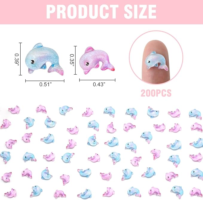 200 Pieces Tiny Dolphin Decor for Crafts Dollhouse Miniatures Resin Micro Dolphin Ocean Decorations for Dollhouse Fairy Garden Micro Landscaping Decoration