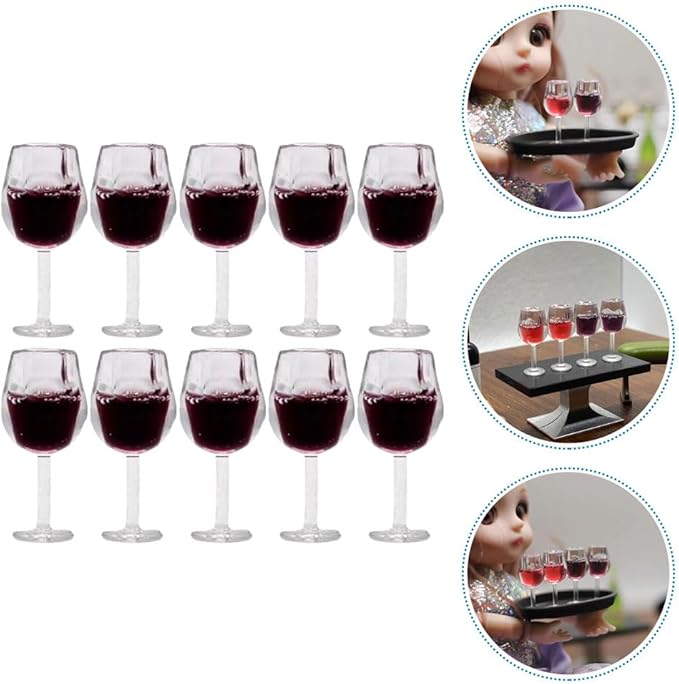 LUOZZY 40 Pcs Miniature Wine Goblets Dollhouse Accessories Tiny Red Glass Cups for Mini Kitchen Decor