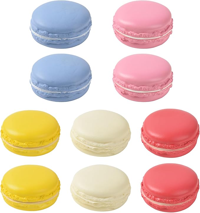 Fake Macarons Cake, 10 Pcs Mixed Colors Artificial Macarons Simulation Realistic Dessert Model for Home Kitchen Bakery Shop Display Photography Props