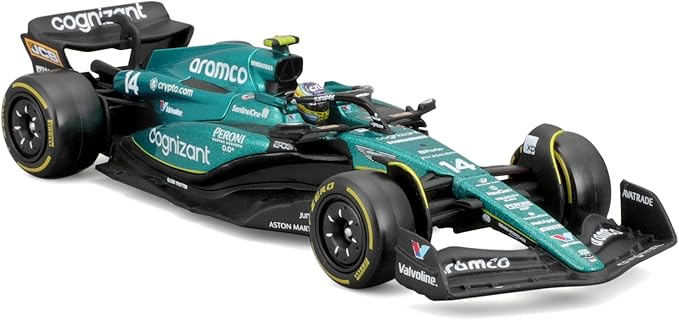 Bburago 1:43 Scale Formula Race Aston Martin AMR23 (2023) Diecast Vehicle with Driver Helmet
