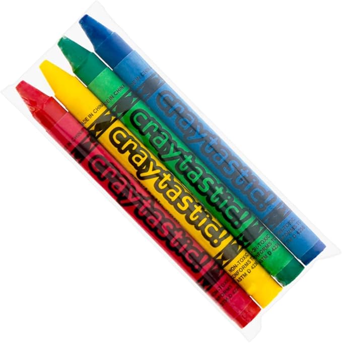 Craytastic! 48 Bulk Crayons (12 Sets of 4 Packs) - Bulk pack of Crayons for Classroom, Kids, Party Favors, Travel Crayon Packs, Non Toxic - Individually Wrapped