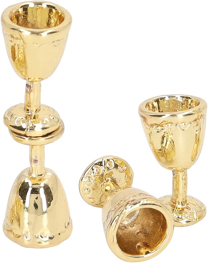 Hosi Miniature Wine Goblet Cup, Alloy Charming Exquisite Robust Dollhouse Mini Champagne Cup Simulation 1:12 Dollhouse (4 Gold)