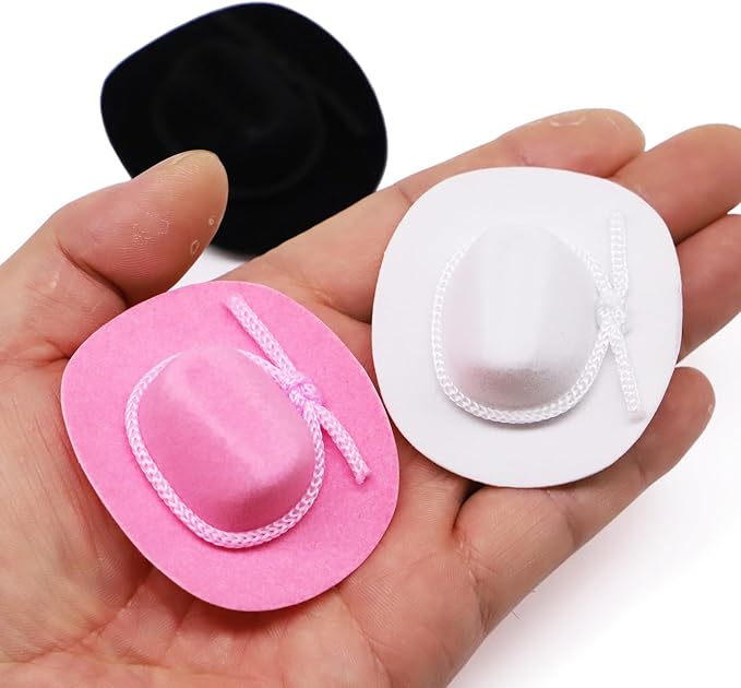 Dollhouse Cowboy Hat, Miniature Cowboy Hat, 1:12 Scale Miniature Soft Cowboy, Mini Hat, American Old West Hat, for Dollhouse Craft Supplies (2PCS) (White)