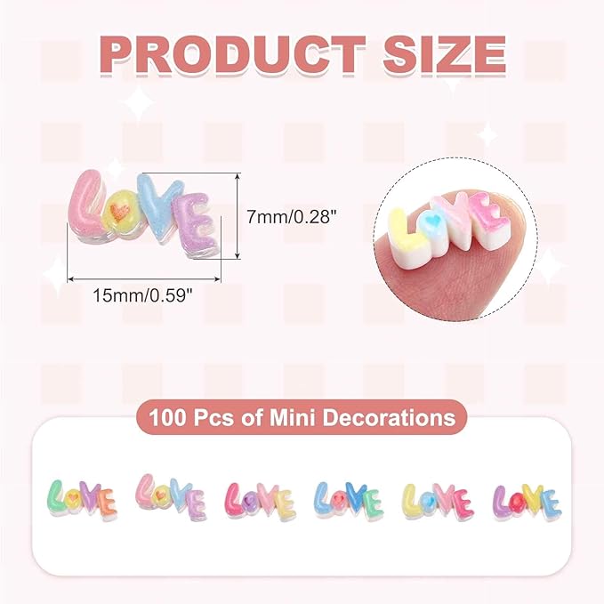 Mini Cute Love Letters Decor, Miniature Doll Food Crafts for Dollhouse & Landscape & Mini Kitchen & Micro Fairy Garden & DIY Craft Decorations(Light Colors, 100pcs)