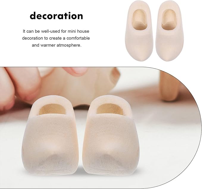 DIYEAH Mini Wooden Clogs 1pair Miniature Wooden Shoes Blank Wooden Shoes Sneaker Make Your Own Dutch Netherland Shoes Doll House Layout Decor Klompen for Dollhouse DIY Crafts 4cm