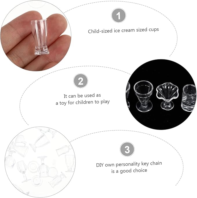 34 Pcs Dollhouse Cups 1: 17 Miniature Wine Glasses Mini Beer Cups Cocktail Martini Glasses Model for Dollhouse Decoration DIY Craft