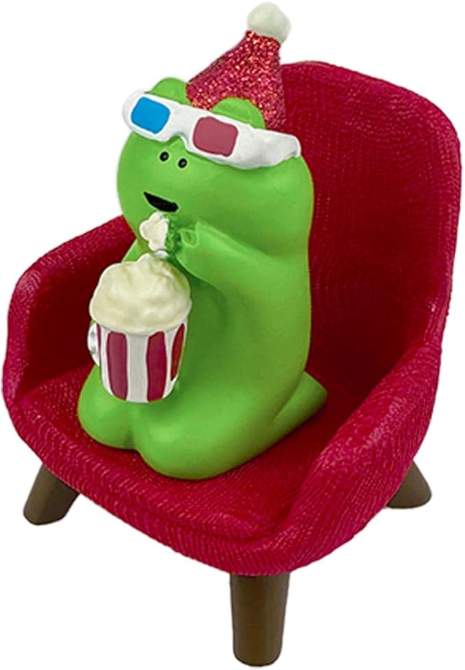 Cute Popcorn Miniature Frog Figurines - Funny Frog Sculpture for Shelf, Desk Decoration - Frog Desk Accessories for Frog Lovers (Red)