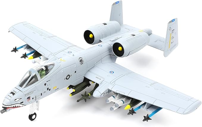 1/100 A-10 Attack Pre-Build Diecast Metal Aircraft Model Kits Thunderbolt II (Warthog) VX-23 Replica Military for Display Collection or Gift