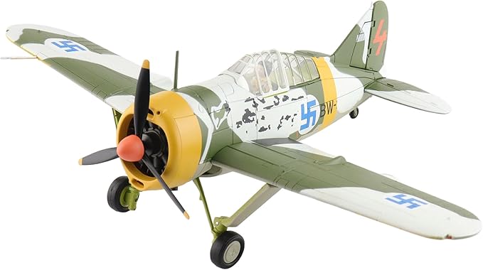 Hobby Master | 1:48 Scale Diecast Military Aircrafts | Brewster Model 239 "Buffalo (Winter Scheme) BW364, 3/LeLv 24, Flown by WO Ilmari Juutilainen, March 1942 | Model HA7014