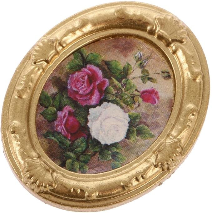 Vintage Mini Metal Dollhouse Decor Furniture Kit Flower Picture Photo Frame for 1:12 Dolls House Miniature Accessories #B