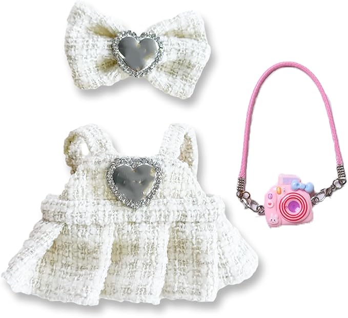 17cm Doll Clothes - Dress for fugler Doll,Luxury Chic Style Set for 5.19-6.7in Dolls,Dolls Outfit Stylish Clothes -Black Heart Design with Rhinestones,Outfit Clothing Set (Style-E)