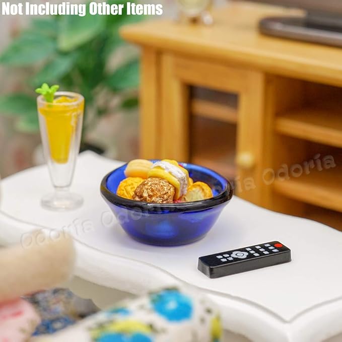 Odoria 1/12 Miniature Glass Bowl Dollhouse Decoration Accessories, Blue