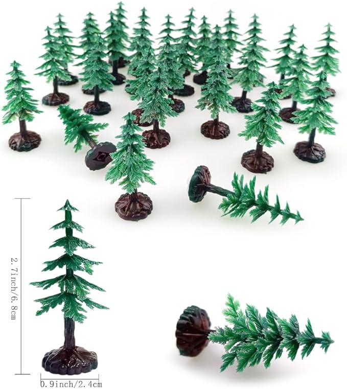 FAZHBARY 30 PCS Miniature Trees Miniature Christmas Tree Figurines for Crafts Plastic Trees Scenery Landscape Model Pine Tree Diorama Trees