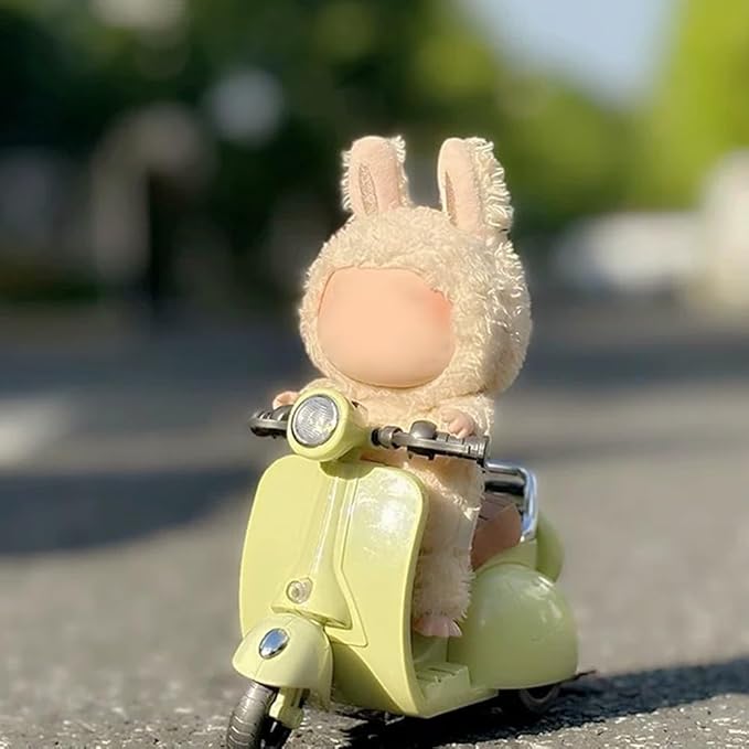 Scooter Toy for Labubu Toy with Light and Music, 360° Rotate Mini Motorcycle for Labubu, Cute Have a Seat for Labubu Accessories, Interactive Toys Desktop Decor for Doll, Battery Not Included (Pink)