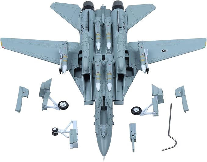 F-14 Tomcat Die-cast Airplanes-1/100 Scale Jolly Rogers Christmas Tail Metal Aircraft Model for Collector, Aviation Enthusiast-Premium Collectiable with Display Stand